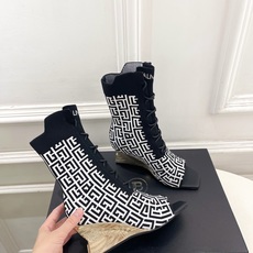 Balmain巴尔曼 代购级别⚠️2026春夏新品 经典针织弹力坡跟方头鱼嘴袜子靴—————————顶级 Balmain巴尔曼 代购级别⚠️2026春夏新品 经典针织弹力坡跟方头鱼嘴袜子靴—————————顶级