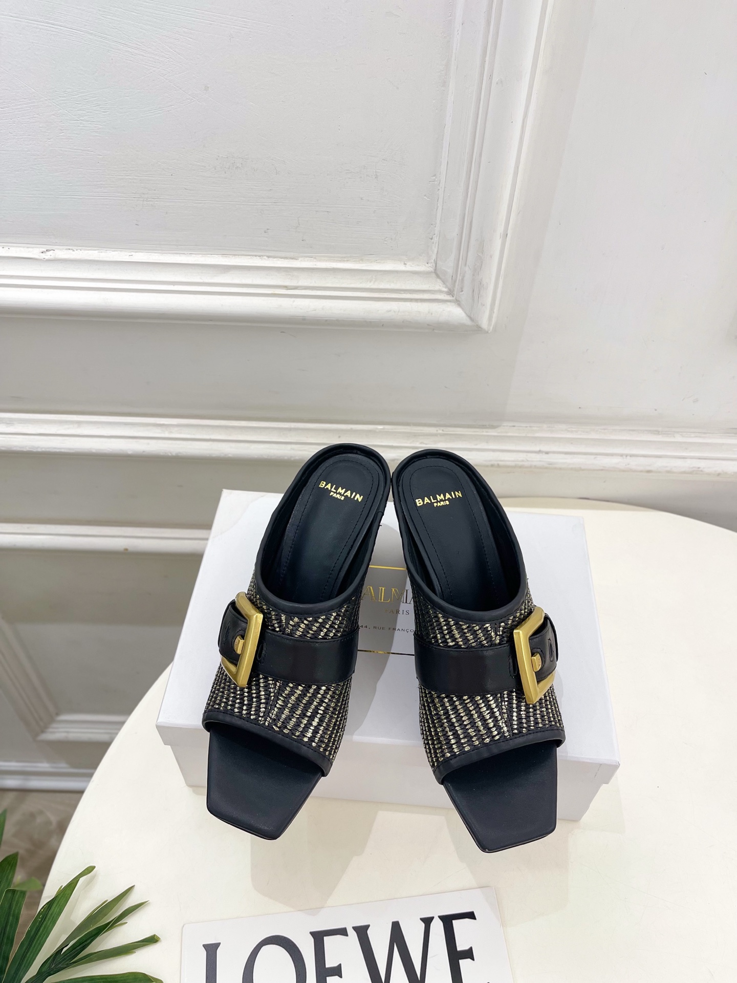 Balmain巴尔曼 代购级别⚠️2026春夏新品 经典皮带扣坡跟方头拖鞋—————————顶级奢侈品牌