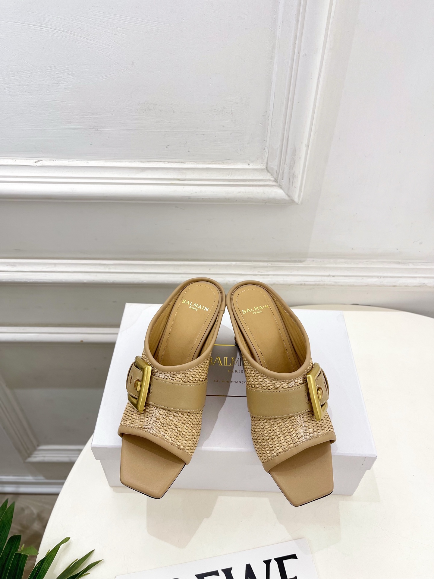 Balmain巴尔曼 代购级别⚠️2026春夏新品 经典皮带扣坡跟方头拖鞋—————————顶级奢侈品牌