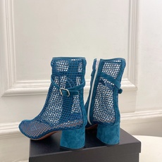 ALAÏA 阿莱亚26𝐬𝐬 2026春夏新品 秀场同款 镂空渔网粗跟凉靴裸靴—————————Alaï ALAÏA 阿莱亚26𝐬𝐬 2026春夏新品 秀场同款 镂空渔网粗跟凉靴裸靴—————————Alaï