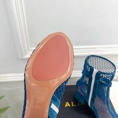 ALAÏA 阿莱亚26𝐬𝐬 2026春夏新品 秀场同款 镂空渔网粗跟凉靴裸靴—————————Alaï ALAÏA 阿莱亚26𝐬𝐬 2026春夏新品 秀场同款 镂空渔网粗跟凉靴裸靴—————————Alaï