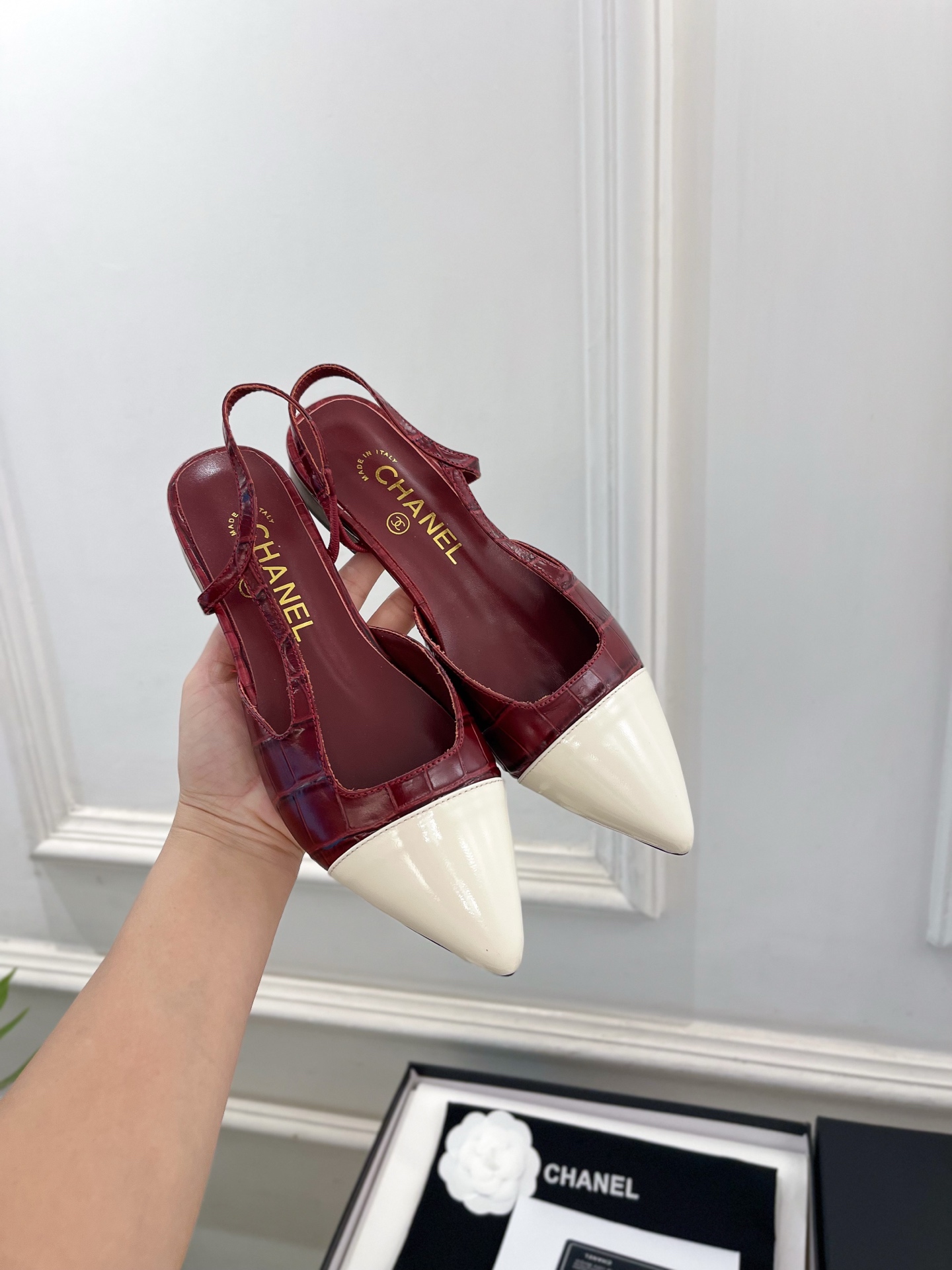 𝐂𝐇𝐀𝐍𝐄𝐋  | 小香  26𝐬𝐬 🦋2026 春夏新品  专柜经典走秀款 小香双C尖头拼色平底凉鞋 