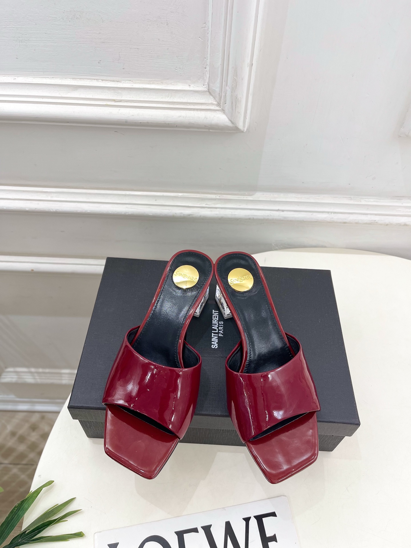 SAIN*LAURENT  圣罗兰 26𝐬𝐬2026春夏新品YSL透明跟方头粗跟拖鞋 上新☑️—————