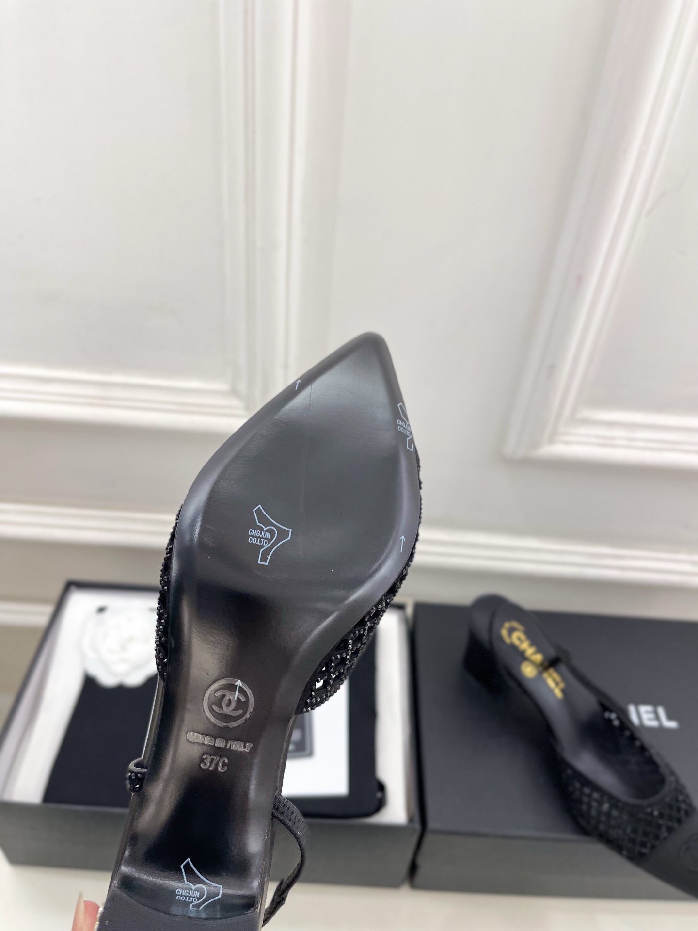 𝐂𝐇𝐀𝐍𝐄𝐋  | 小香  26𝐬𝐬  🦋2026 新品  专柜经典走秀款 小香双C水钻镂空尖头粗跟后空凉鞋 系列上新〰