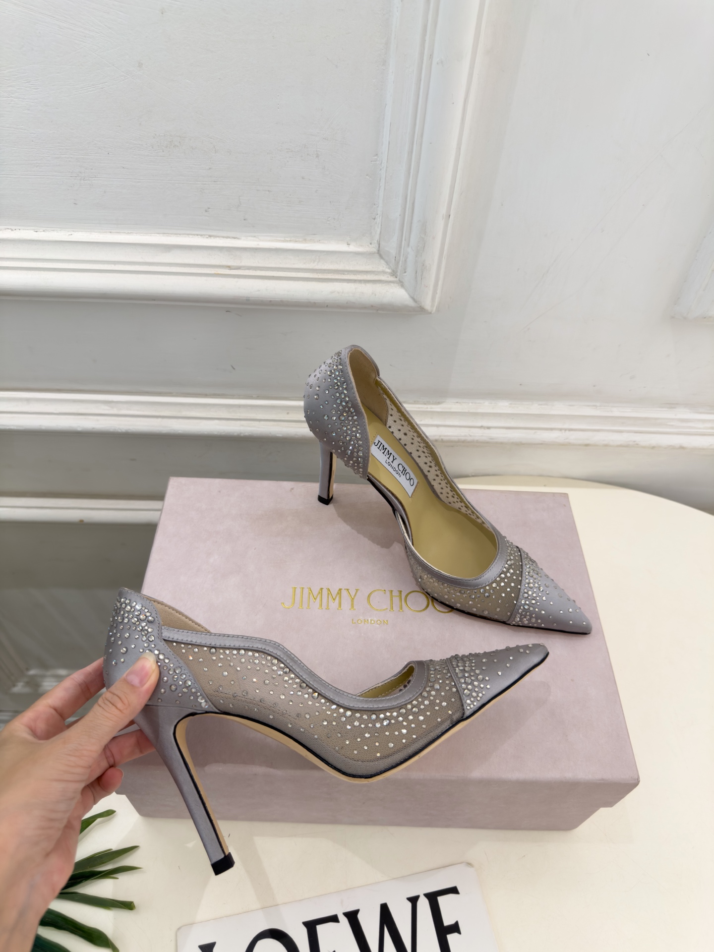 JimmyChoo 吉米周 26𝐬𝐬 ———      ✨ 2026秋冬新品 专柜最新JC尖头网纱水钻内空高跟鞋  BS