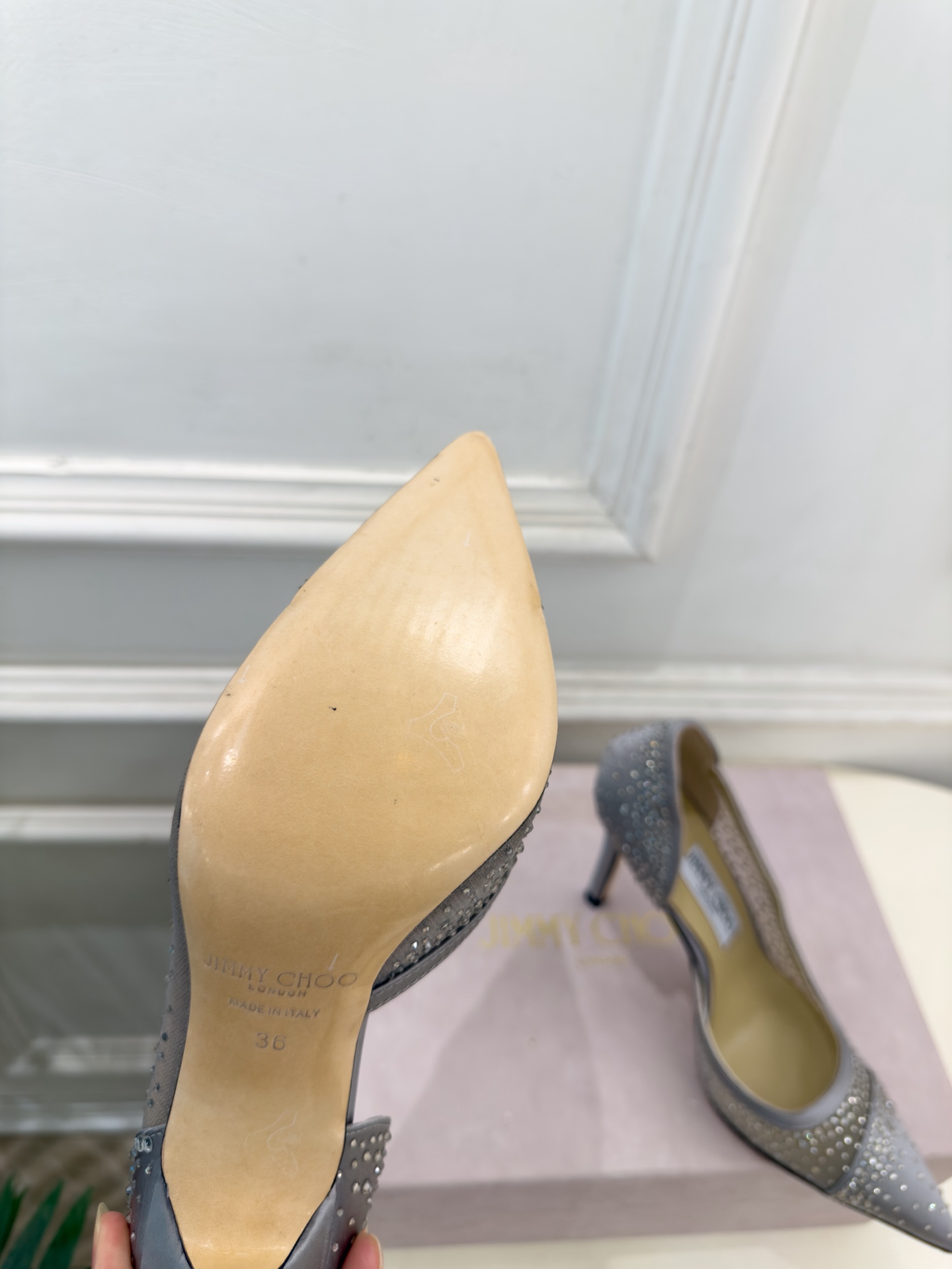 JimmyChoo 吉米周 26𝐬𝐬 ———      ✨ 2026秋冬新品 专柜最新JC尖头网纱水钻内空高跟鞋  BS