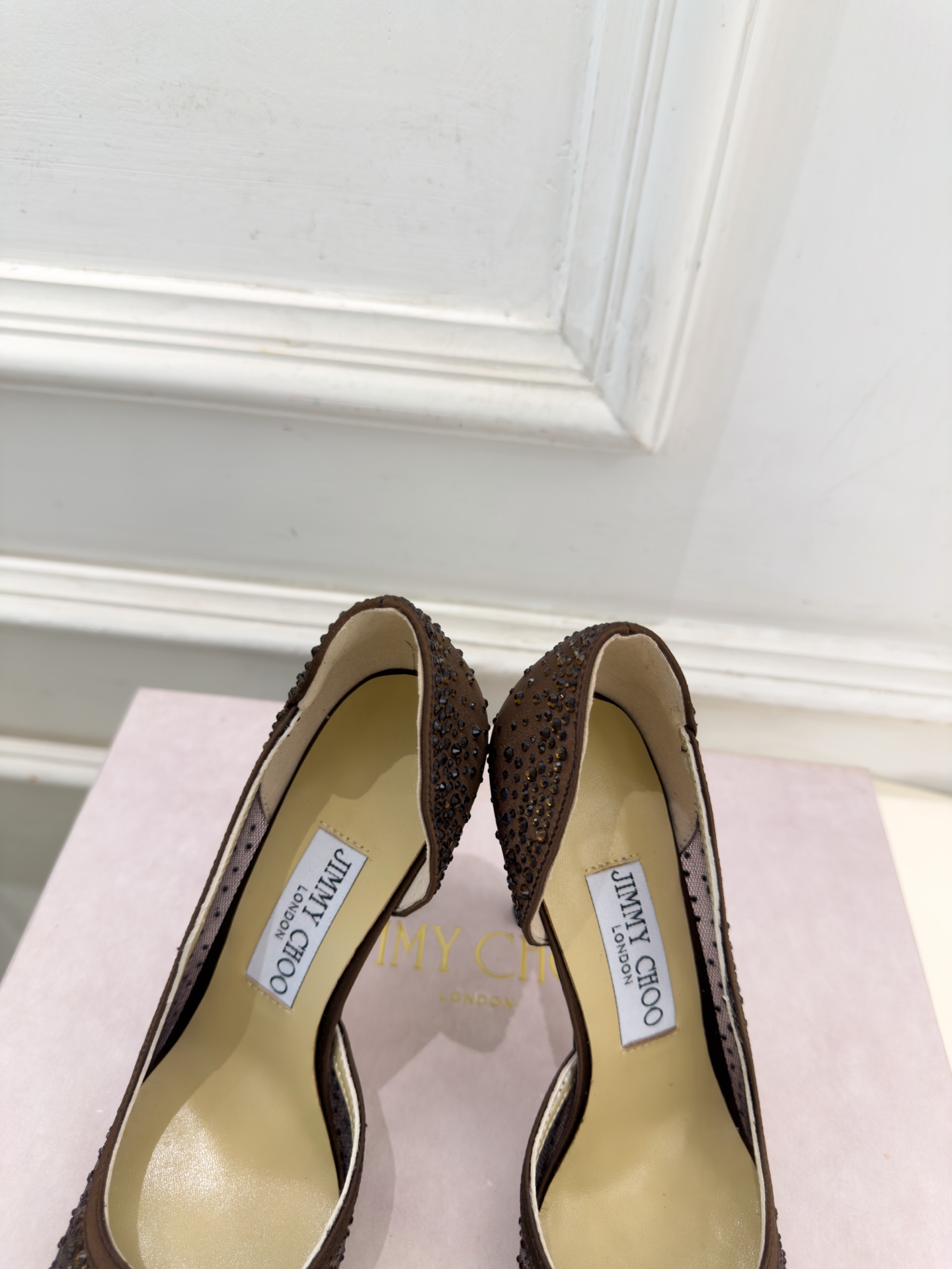 JimmyChoo 吉米周 26𝐬𝐬 ———      ✨ 2026秋冬新品 专柜最新JC尖头网纱水钻内空高跟鞋  BS