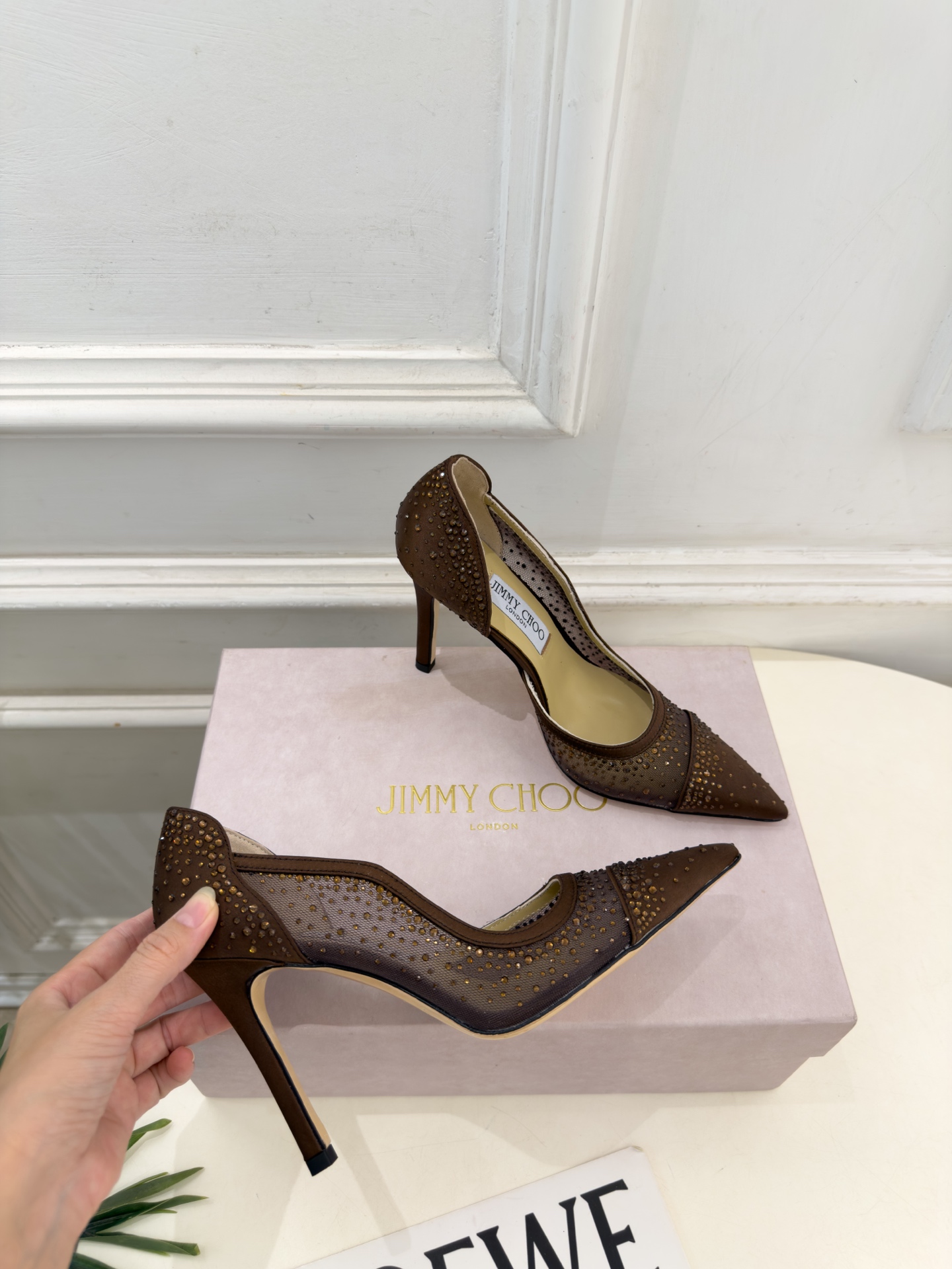 JimmyChoo 吉米周 26𝐬𝐬 ———      ✨ 2026秋冬新品 专柜最新JC尖头网纱水钻内空高跟鞋  BS