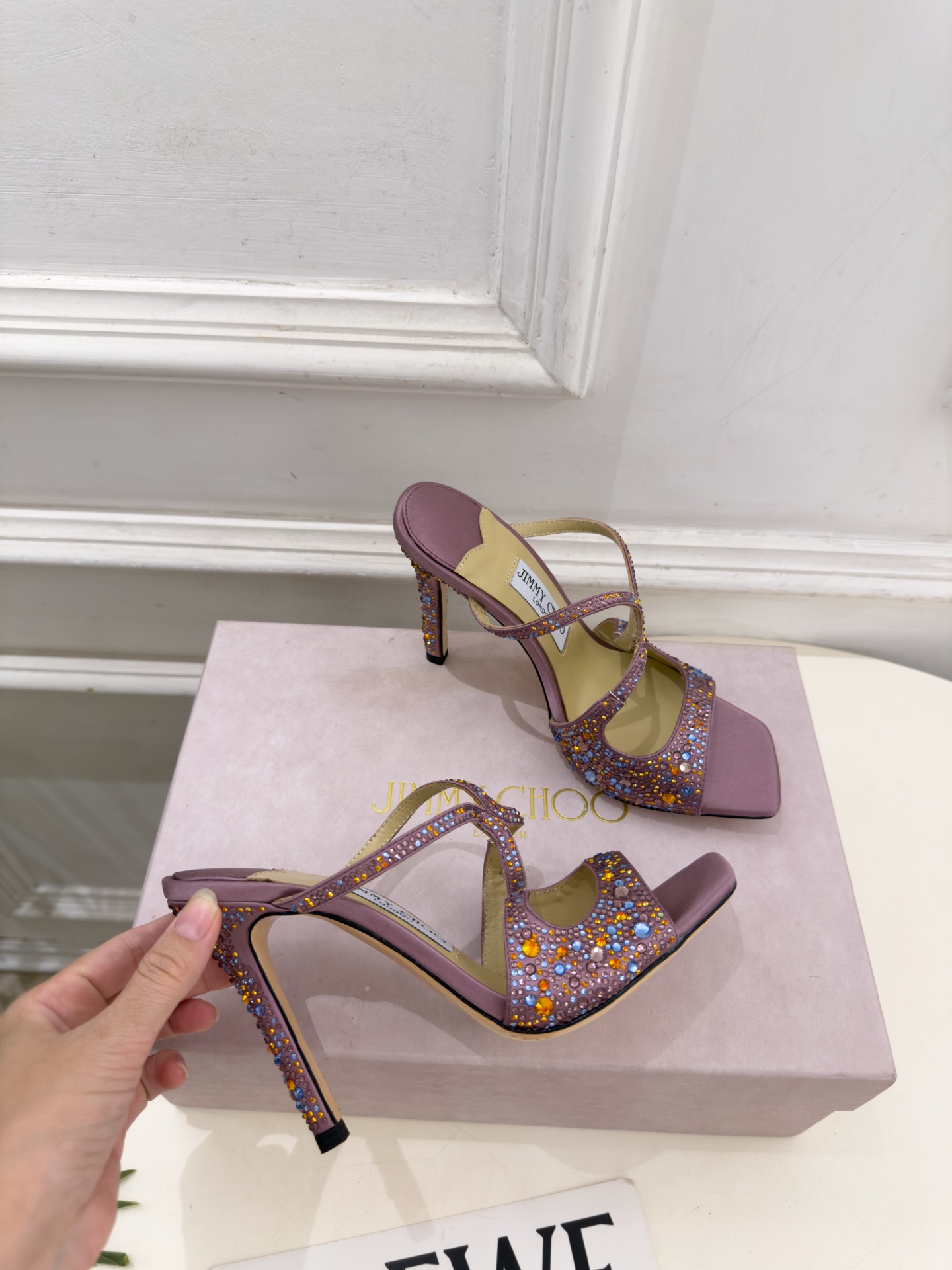 JimmyChoo 吉米周 26𝐬𝐬 ——— ✨ 2026新品 专柜最新JC水钻渐变色鱼嘴高跟拖鞋 BS名媛 JimmyChoo 吉米周 26𝐬𝐬 ——— ✨ 2026新品 专柜最新JC水钻渐变色鱼嘴高跟拖鞋 BS名媛