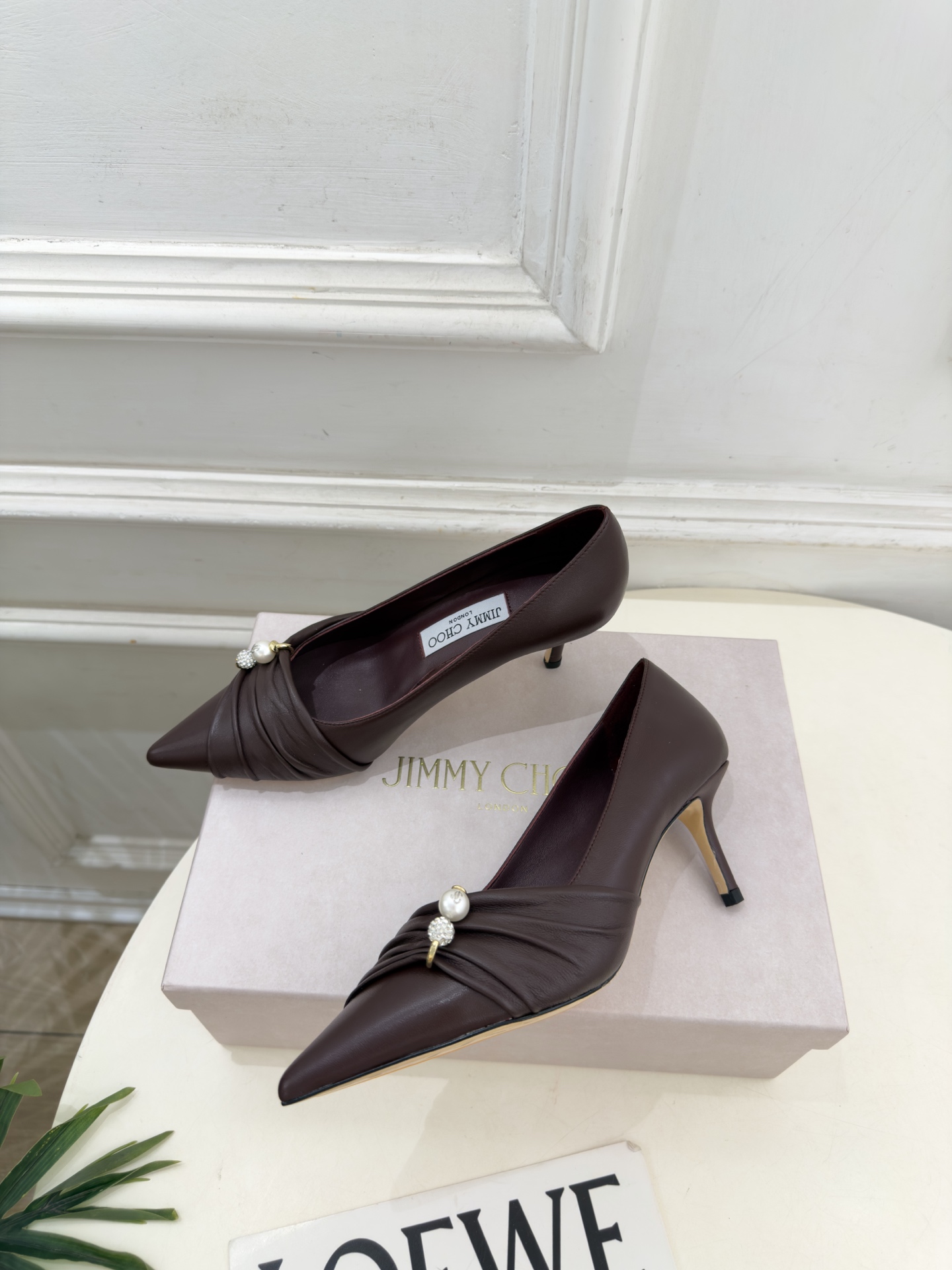 JimmyChoo 吉米周 26𝐬𝐬 ———      ✨ 2026秋冬新品 专柜最新JC珍珠水钻褶皱尖头高跟鞋  BS