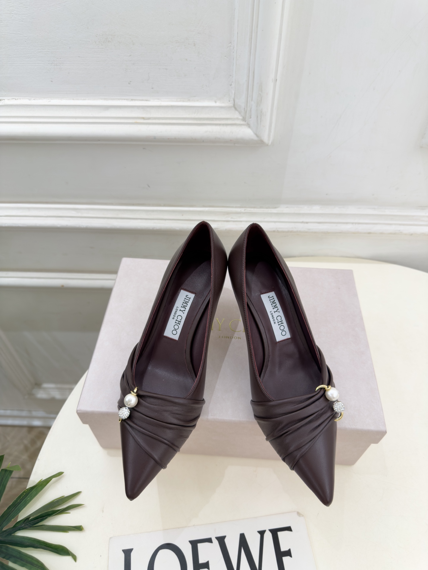 JimmyChoo 吉米周 26𝐬𝐬 ———      ✨ 2026秋冬新品 专柜最新JC珍珠水钻褶皱尖头高跟鞋  BS