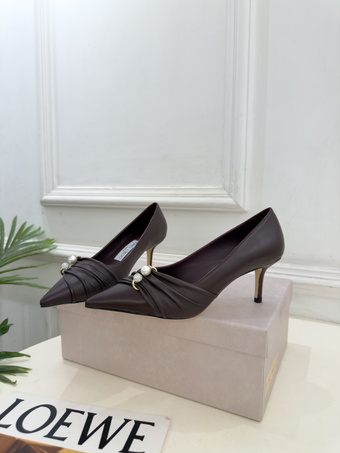 JimmyChoo 吉米周 26𝐬𝐬 ———      ✨ 2026秋冬新品 专柜最新JC珍珠水钻褶皱尖头高跟鞋  BS