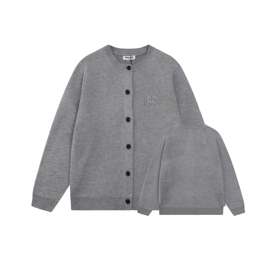 Miu Miu Muumu 2024fw Grey Wool Knitted Collar Sweater in XS-L Sizes - 图片 2