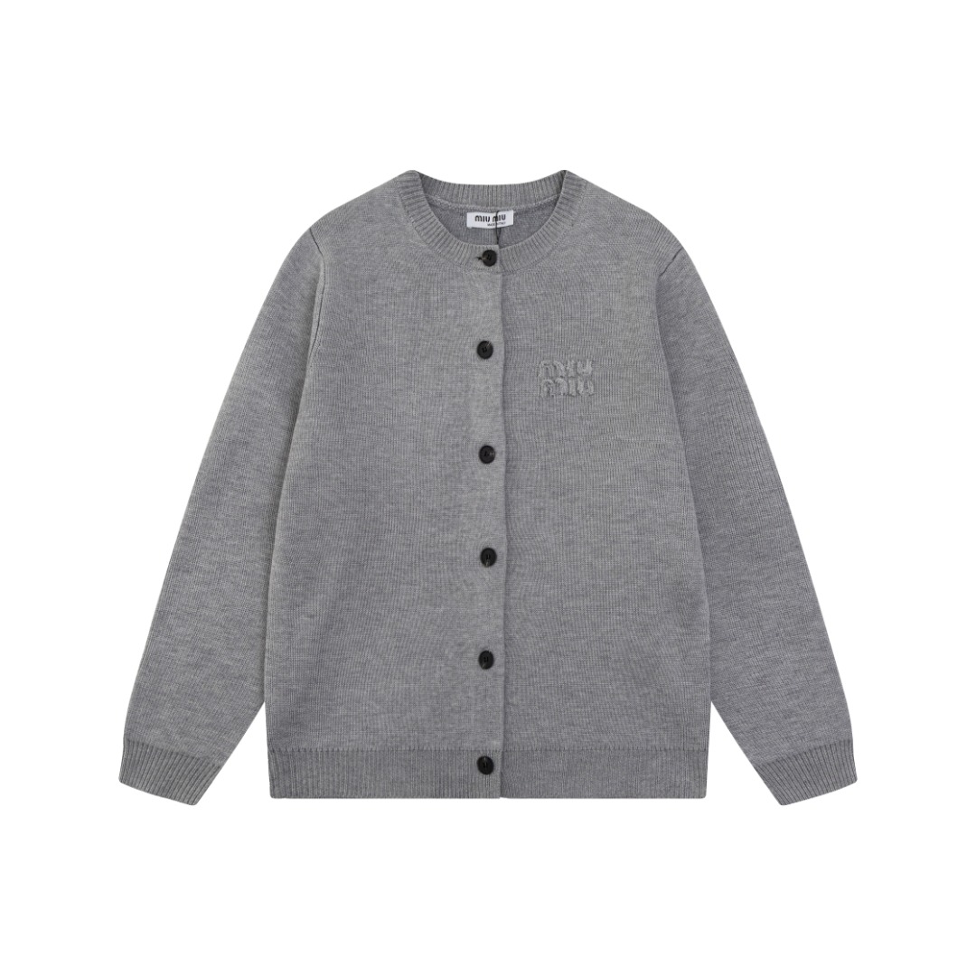 Miu Miu Muumu 2024fw Grey Wool Knitted Collar Sweater in XS-L Sizes - 图片 3