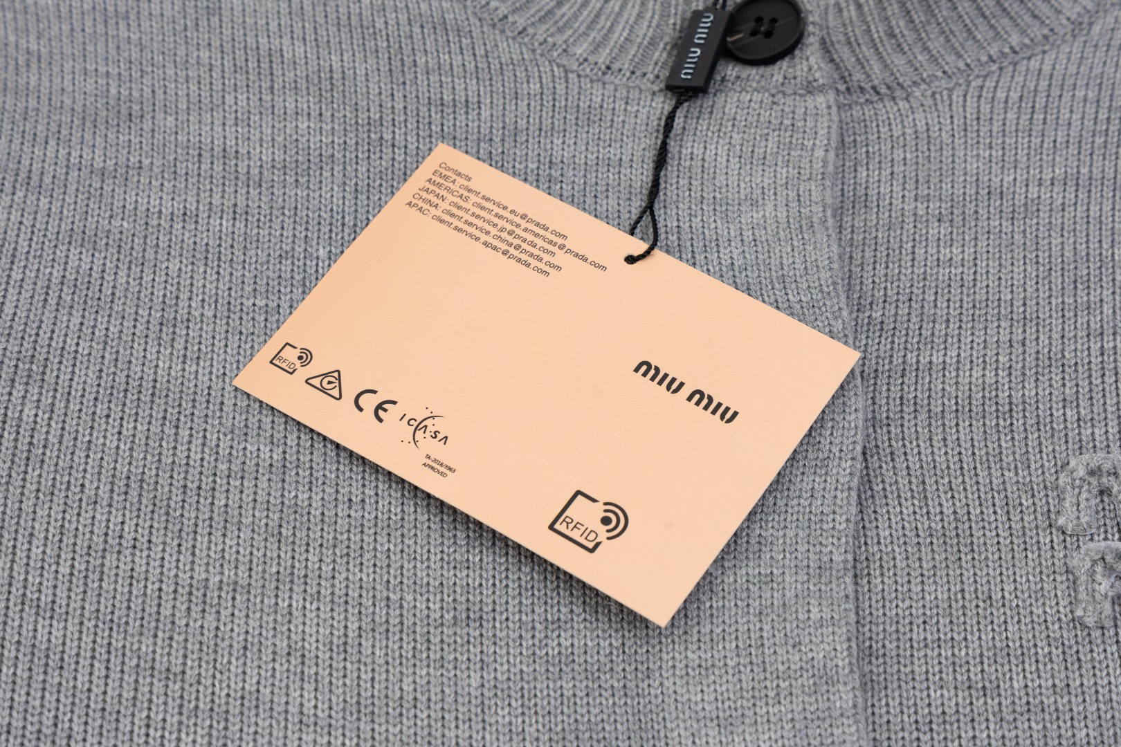 Miu Miu Muumu 2024fw Grey Wool Knitted Collar Sweater in XS-L Sizes - 图片 7