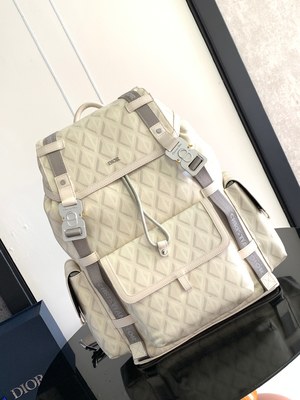 Buy 1:1
 Dior Perfect 
 Bags Backpack Beige White Yellow Canvas Cotton Cowhide Fabric Nylon Diamond Casual