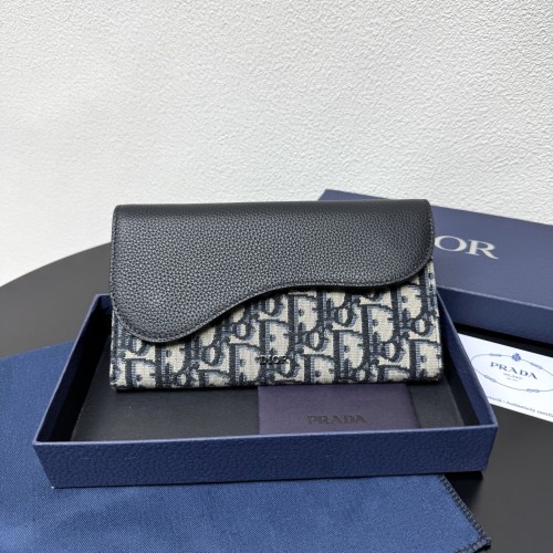 Dior Gravity Embossed Leather Long Wallet with Flap and Zip, Black 1 Dior Gravity Embossed Leather Long Wallet with Flap and Zip, Black