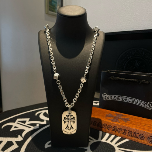 Chrome Hearts Vintage Dice Necklace, Square Cross Pendant, Unisex Punk Style