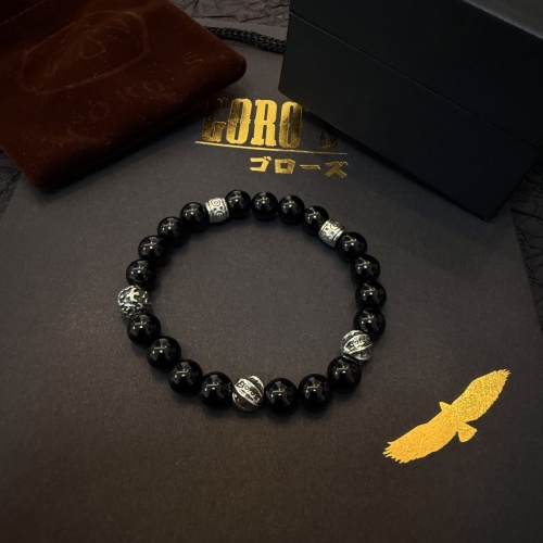 Goro's Obsidian Beaded Bracelet, Handmade Sterling Silver Accents, Unisex Design