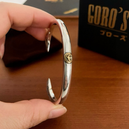 Goro's Inspired Gold Point Silver Bangle, Punk Rock Style Bracelet 1 Goro's Inspired Gold Point Silver Bangle, Punk Rock Style Bracelet