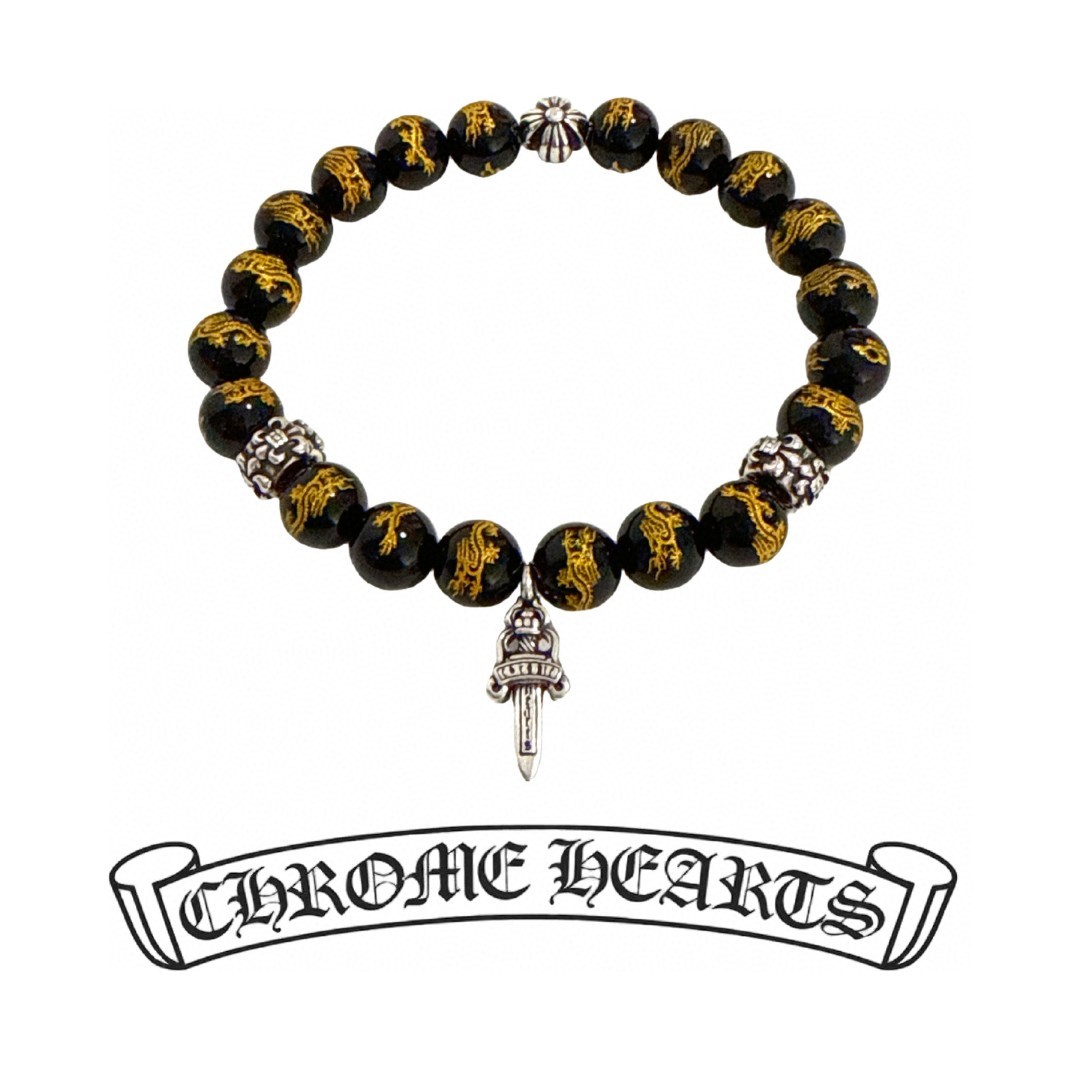 NO:113484,New model [Counter Quality] Chrome Hearts Classic Retro Multi-Element Dragon Teng Obsidian Bracelet Bracelet, purely handmade ~ Authentic model opening trendy and fashion essentials for both men and women can wear it, same style for couples, official website original version, rock punk silver style, retro elements, trendy and versatile!  , jewelry boutique, chrome hearts, chrome hearts, bracelet19860909新款【专柜品质】Chrome Hearts克罗心经典复古多元素龙腾黑曜石手链手串,纯手工打造 ～正品开模潮流时尚必备 男女均可佩戴 情侣同款 官网原版 摇滚朋克泰银风格 复古元素 潮流百搭！,饰品精品,chrome hearts,chrome hearts,bracelet,Jewelry