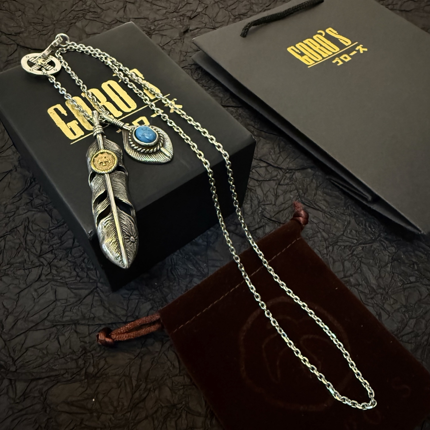 Goro's 新品上架Goro’s高桥吾郎点金羽毛吊坠 高桥 字母项链 认准独家拍摄 主攻高端市场