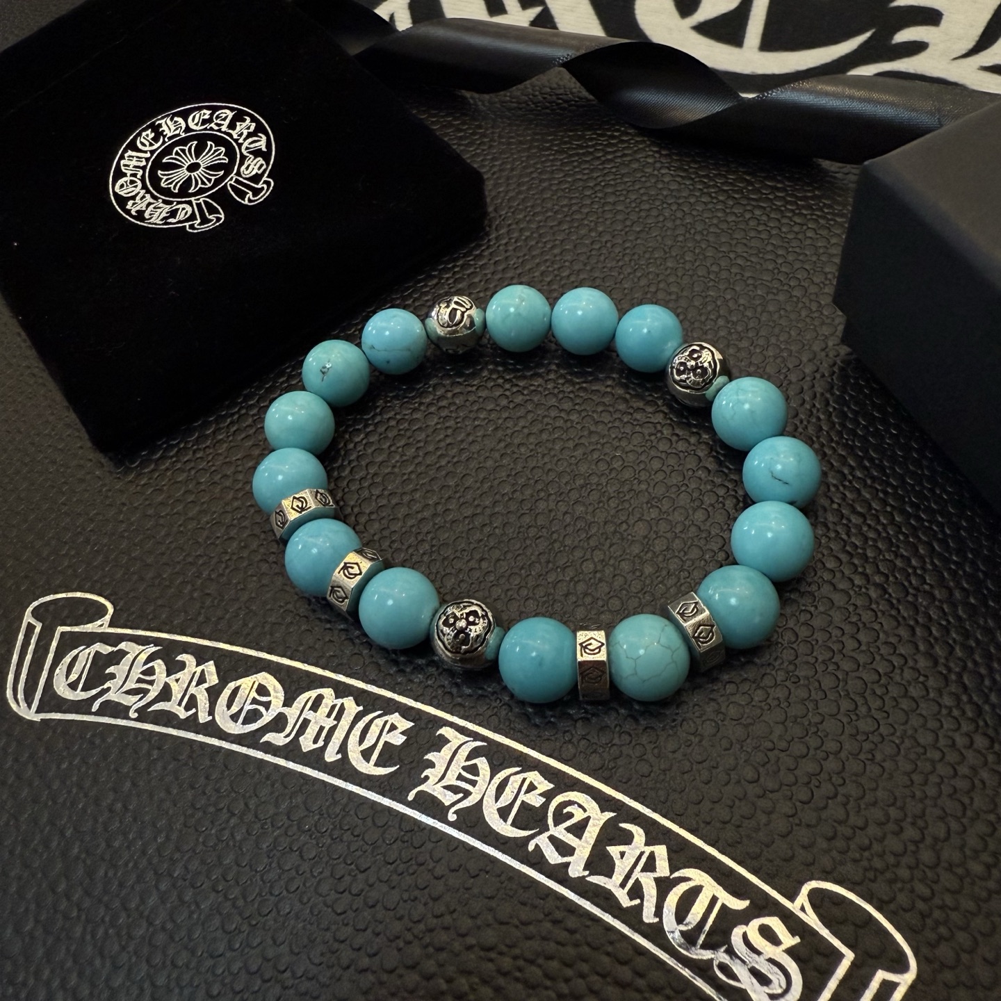  新款【专柜品质】Chrome Hearts克罗心 经典复古多元素绿松石手串手链 ，快手/ins/小红书