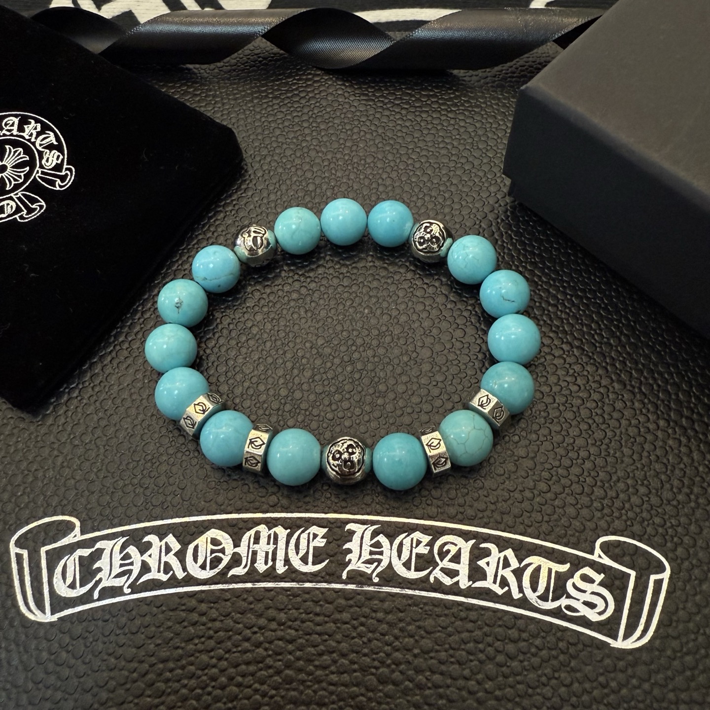  新款【专柜品质】Chrome Hearts克罗心 经典复古多元素绿松石手串手链 ，快手/ins/小红书