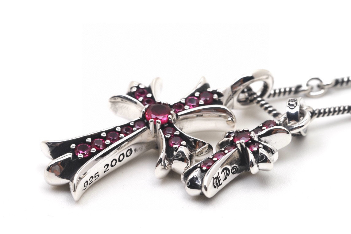 Chrome Hearts Inspired Pink Diamond Cross Necklace - Unique Style 9 i1747582770419 3658 0 7