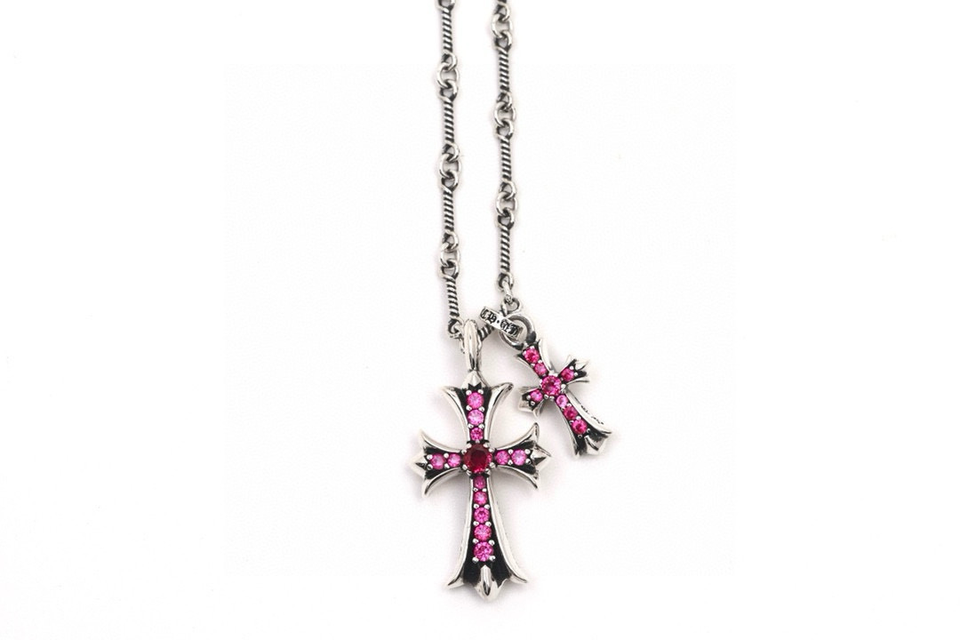 Chrome Hearts Inspired Pink Diamond Cross Necklace - Unique Style 10 i1747582771148 4455 0 8