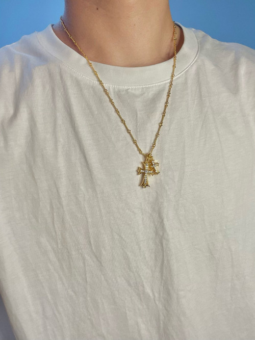 Chrome Hearts White Diamond Cross Pendant Necklace Classic Style 1 Chrome Hearts White Diamond Cross Pendant Necklace Classic Style