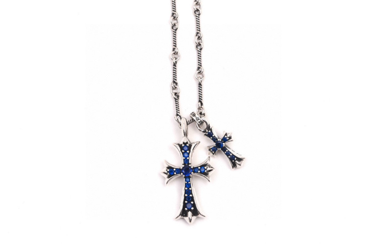 Chrome Hearts Blue Diamond Cross Necklace - Unique Style, Classic Design 1 Chrome Hearts Blue Diamond Cross Necklace - Unique Style, Classic Design
