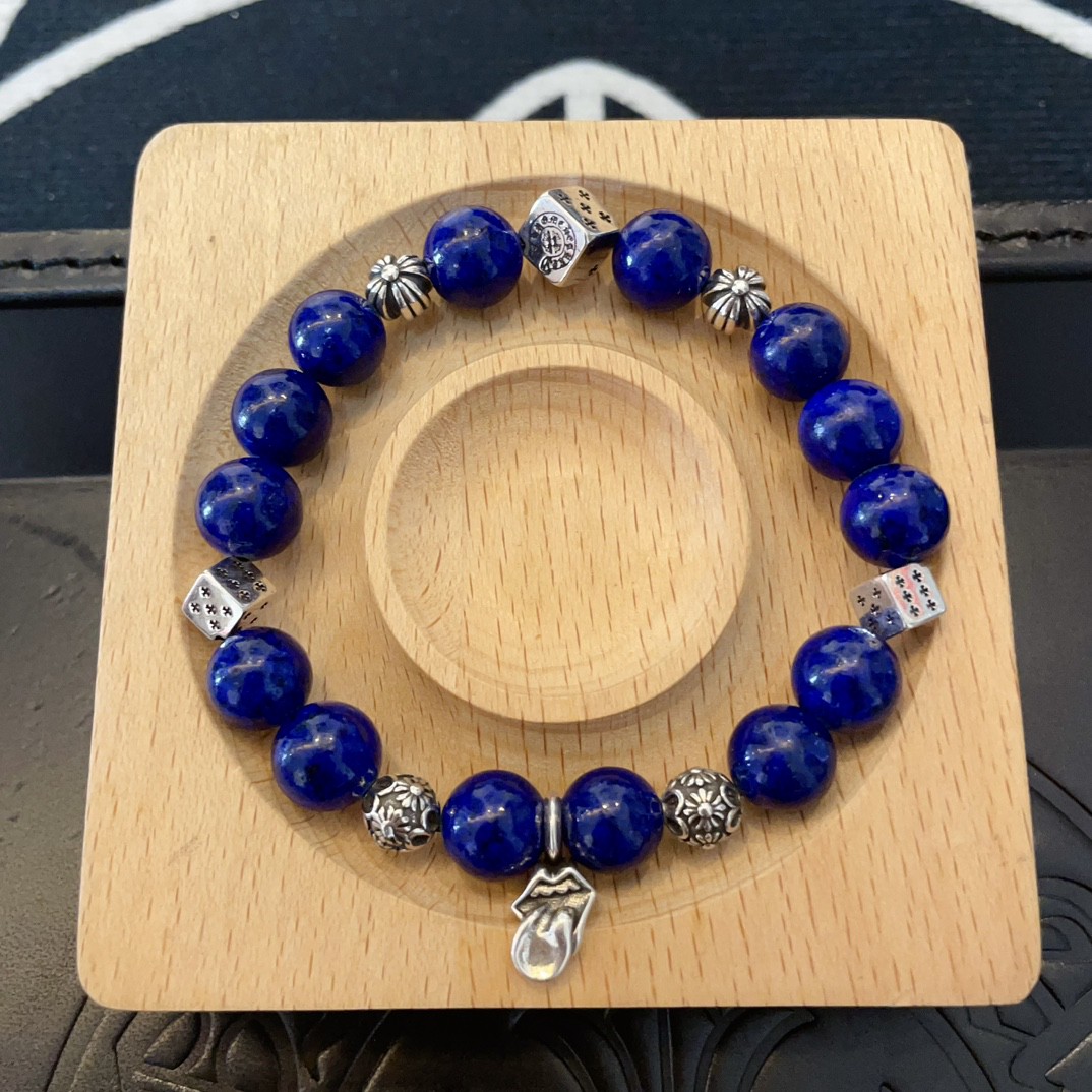 新款【专柜品质】Chrome Hearts克罗心经典复古多元素青金石手串手链 ，快手/ins/小红书热