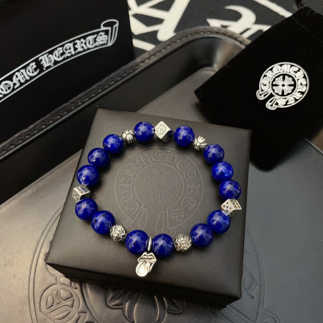  新款【专柜品质】Chrome Hearts克罗心经典复古多元素青金石手串手链 ，快手/ins/小红书热