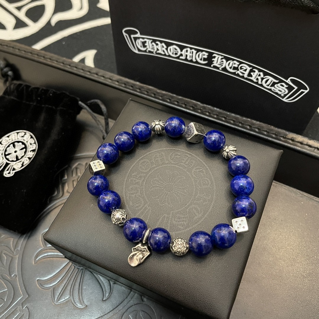  新款【专柜品质】Chrome Hearts克罗心经典复古多元素青金石手串手链 ，快手/ins/小红书热