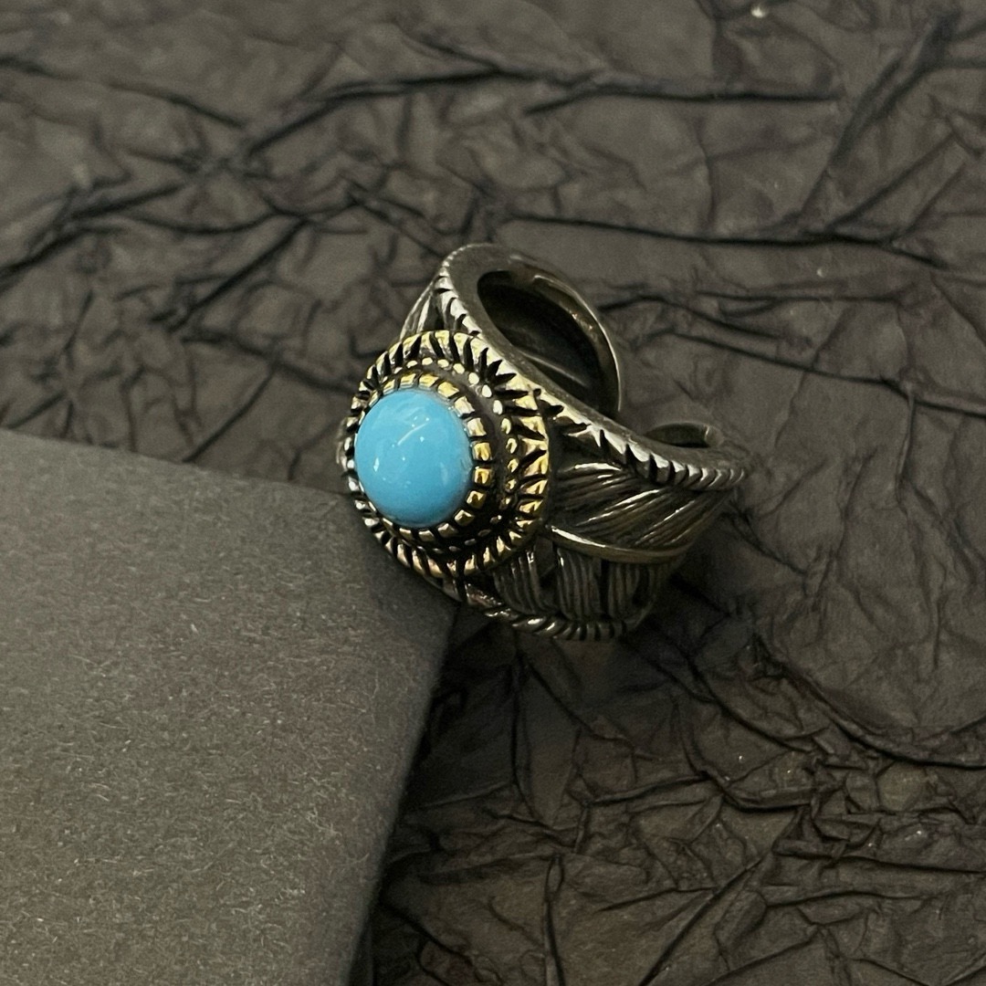 “Goro’s High-End Handmade Pine Feather Ring: Exclusive Design for Men and Women” - 图片 7