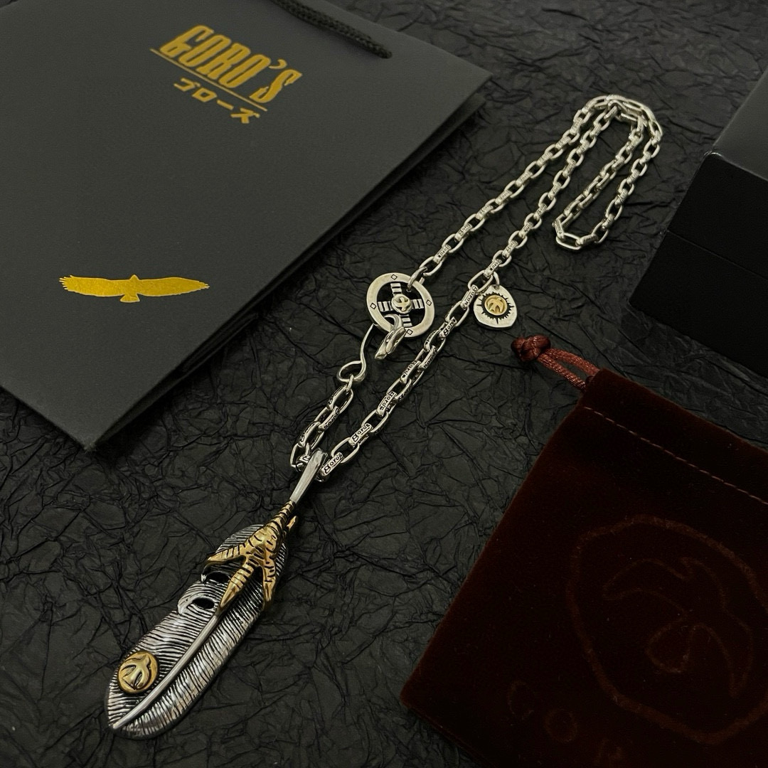 Goro's 新品上架Goro’s高桥吾郎鹰爪羽毛吊坠 高桥 字母项链 认准独家拍摄 主攻高端市场