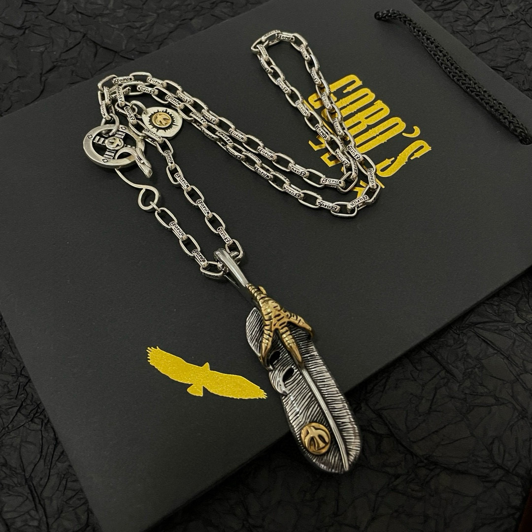 Goro's 新品上架Goro’s高桥吾郎鹰爪羽毛吊坠 高桥 字母项链 认准独家拍摄 主攻高端市场