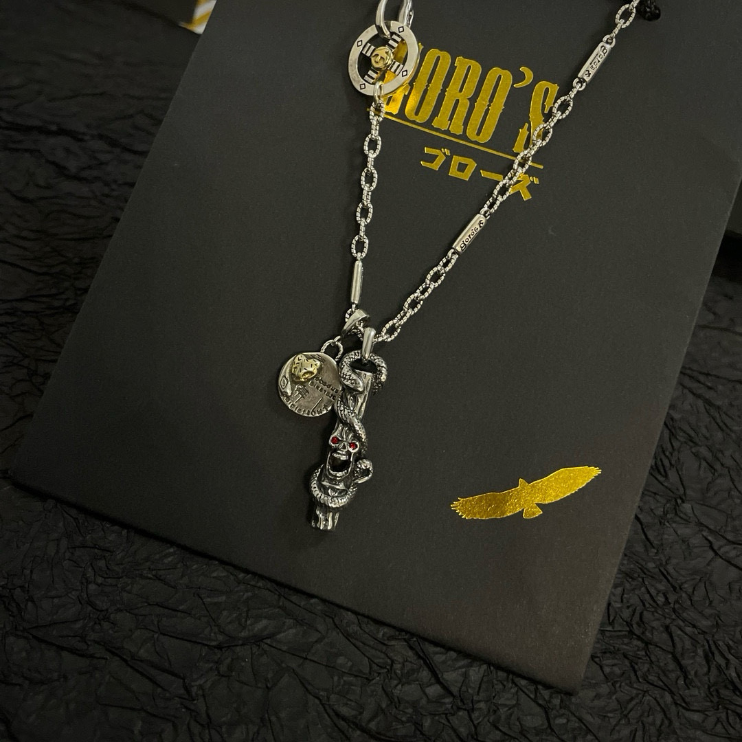  【新品上架】Goro’s高桥吾郎骷髅头缠蛇吊坠 经典多元素项链  顶级版本 认准独家拍摄 主攻高端市场