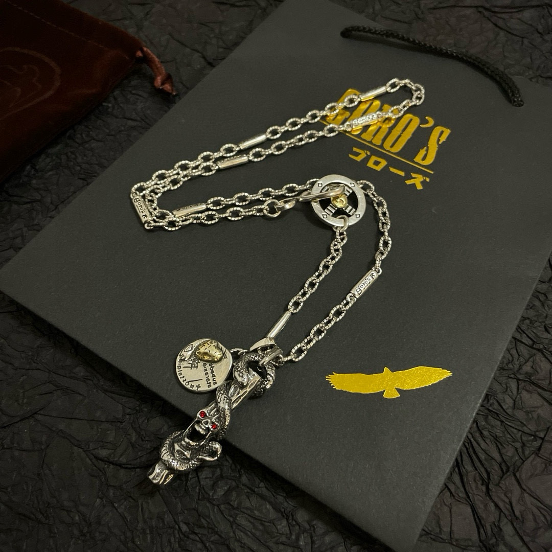  【新品上架】Goro’s高桥吾郎骷髅头缠蛇吊坠 经典多元素项链  顶级版本 认准独家拍摄 主攻高端市场