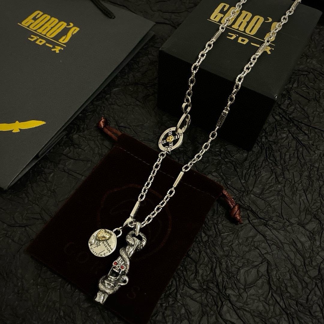  【新品上架】Goro’s高桥吾郎骷髅头缠蛇吊坠 经典多元素项链  顶级版本 认准独家拍摄 主攻高端市场