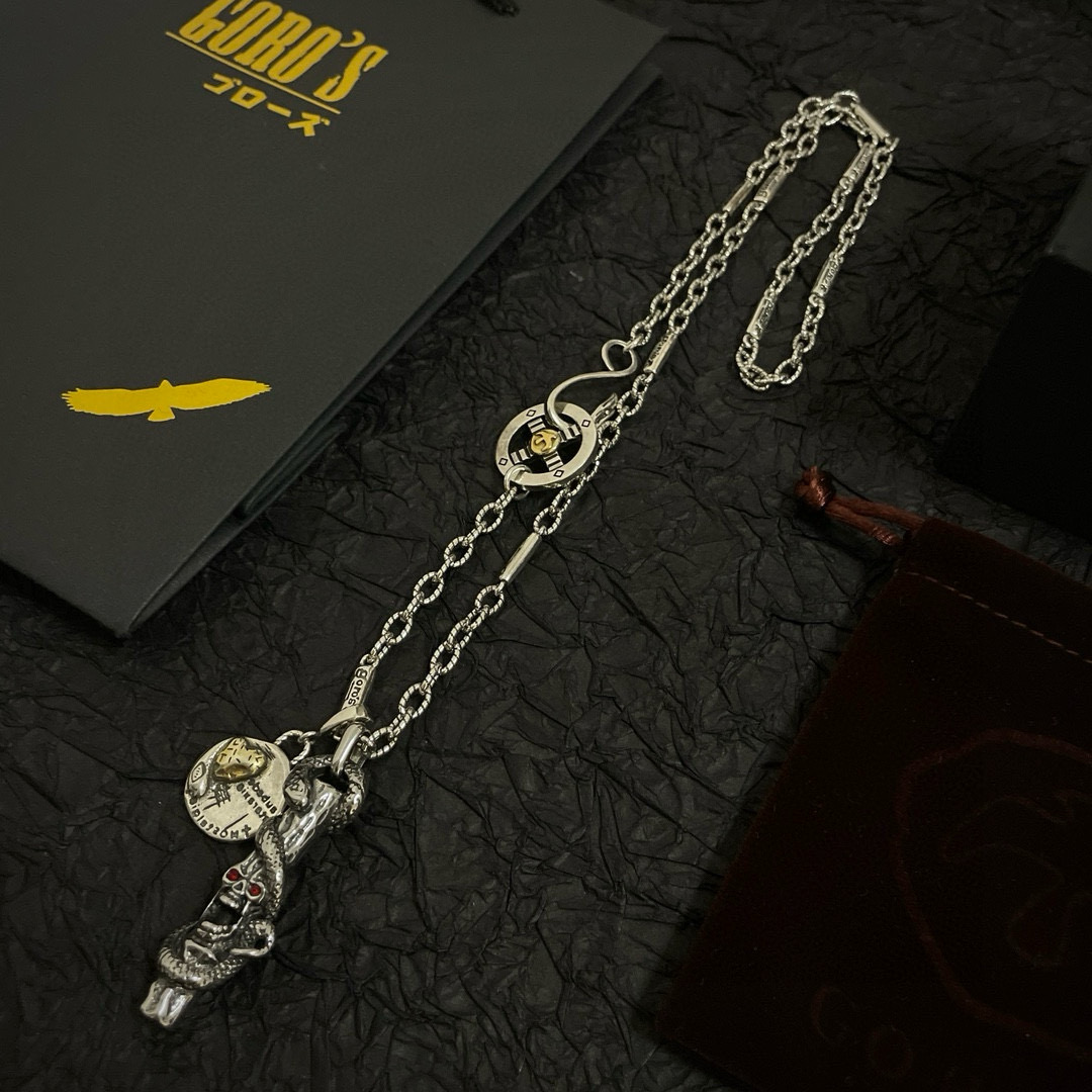  【新品上架】Goro’s高桥吾郎骷髅头缠蛇吊坠 经典多元素项链  顶级版本 认准独家拍摄 主攻高端市场