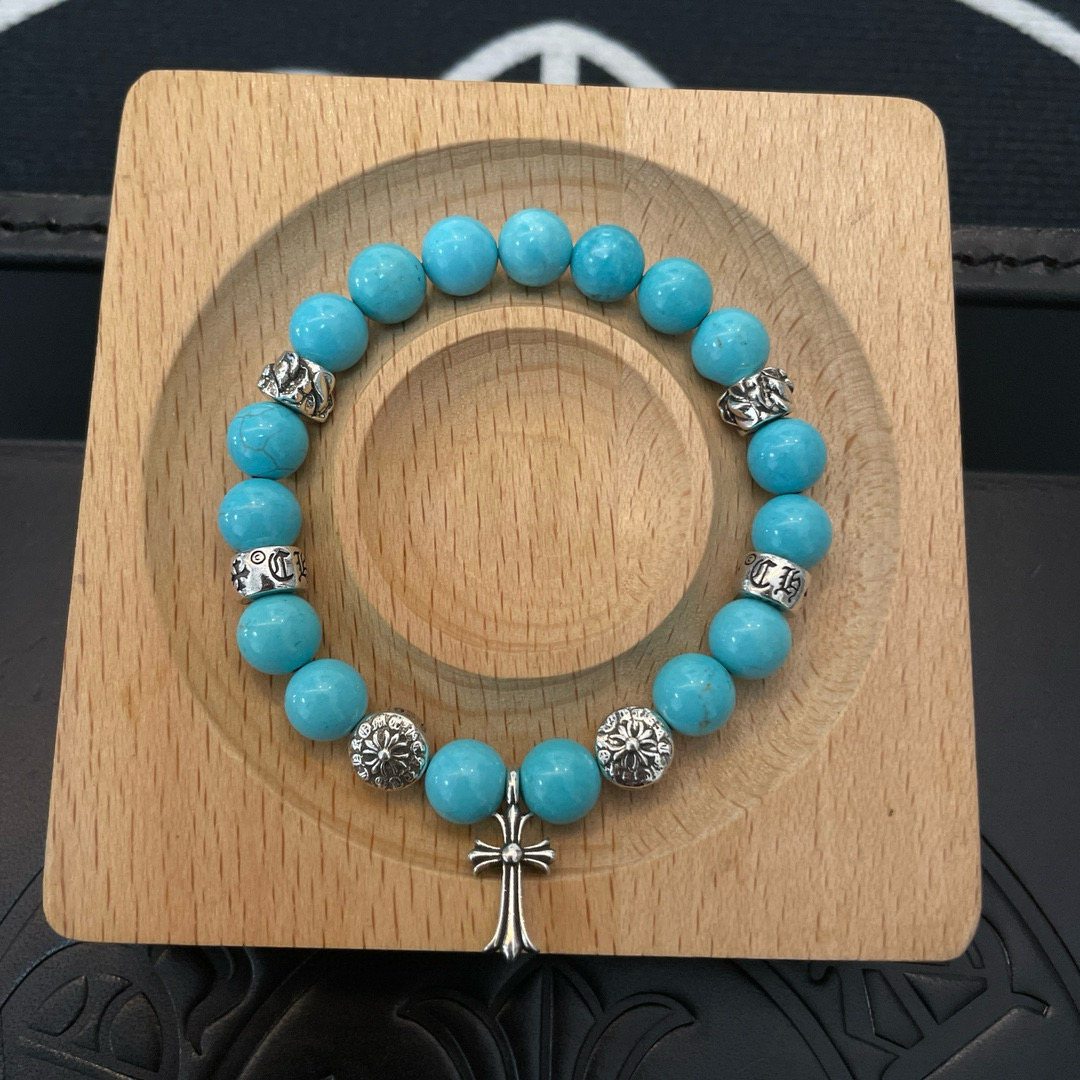  新款【专柜品质】Chrome Hearts克罗心 经典复古多元素蓝松石手串手链 ，快手/ins/小红书