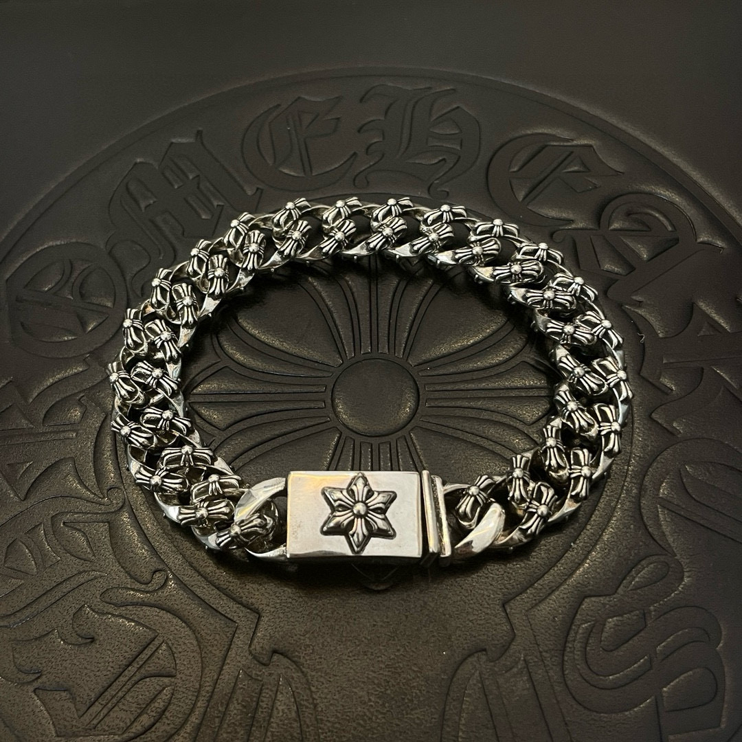 Chrome Hearts Pulsera Clásica de Plata con Diseño de Flor Retro
