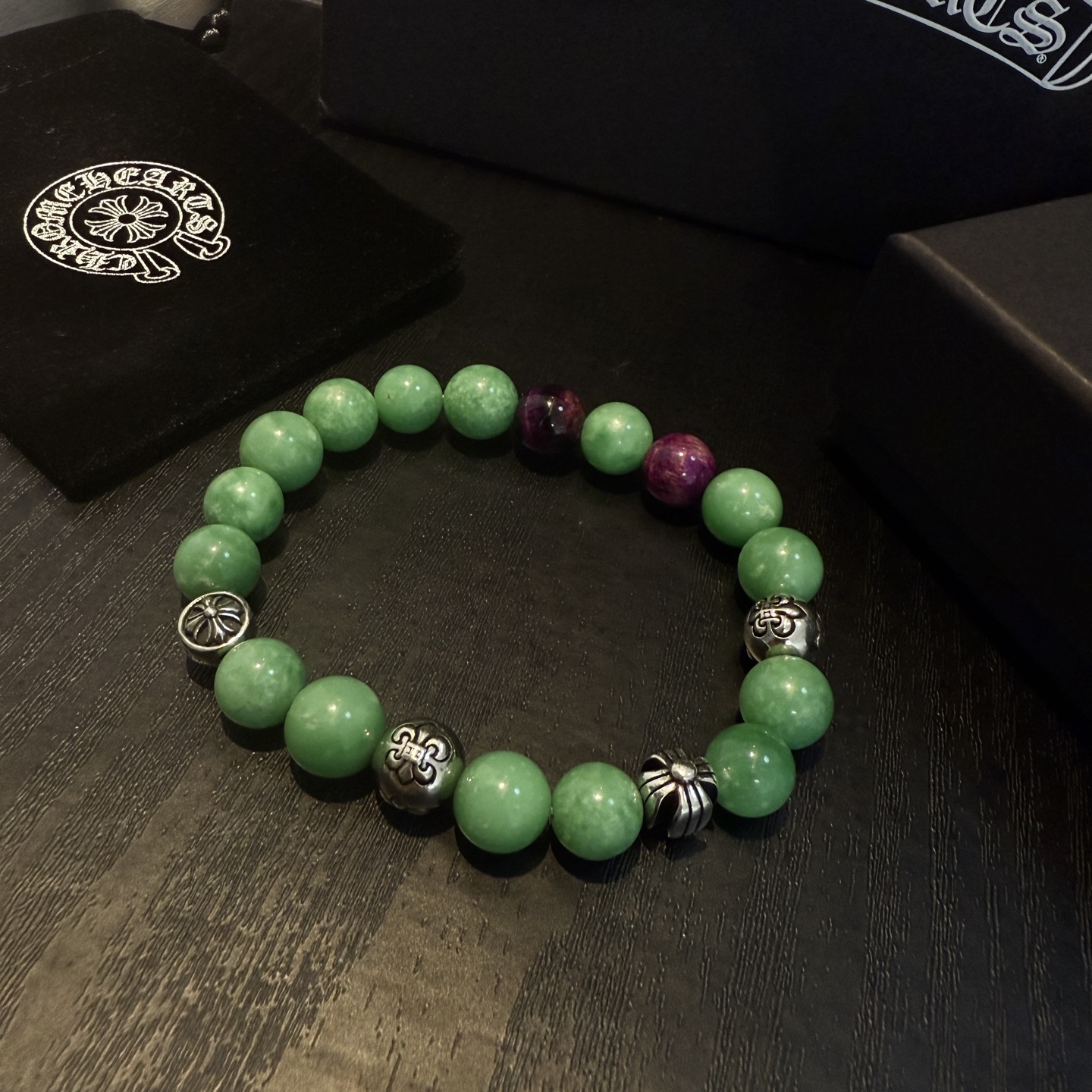  新款【专柜品质】Chrome Hearts克罗心复古多元素手串手链 凹凸造型不同的花纹设计风格呈现出与