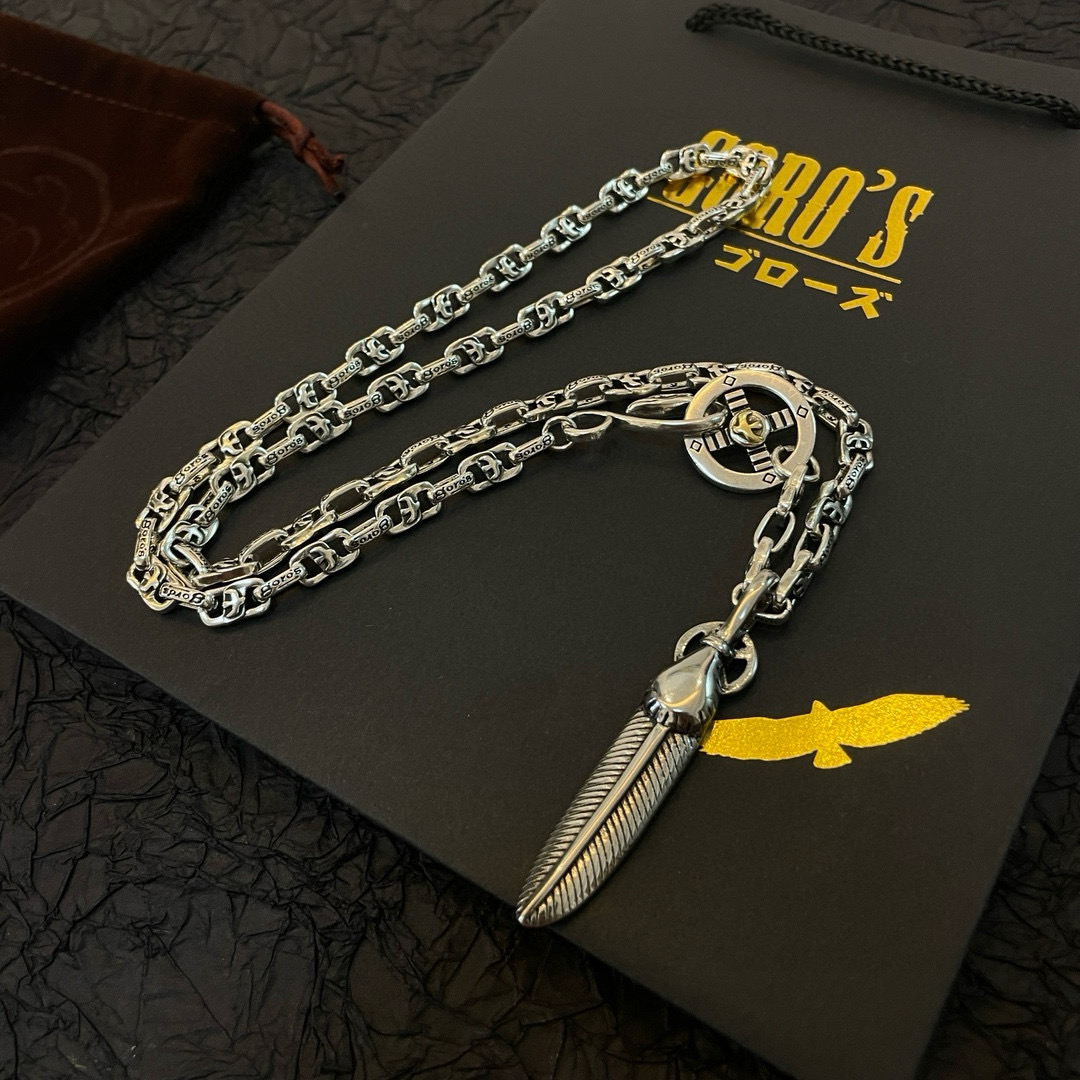 批    【新品上架】Goro’s高桥吾郎全银贝羽毛吊坠，高桥经典字母项链，顶级版本，认准独家拍摄，主攻