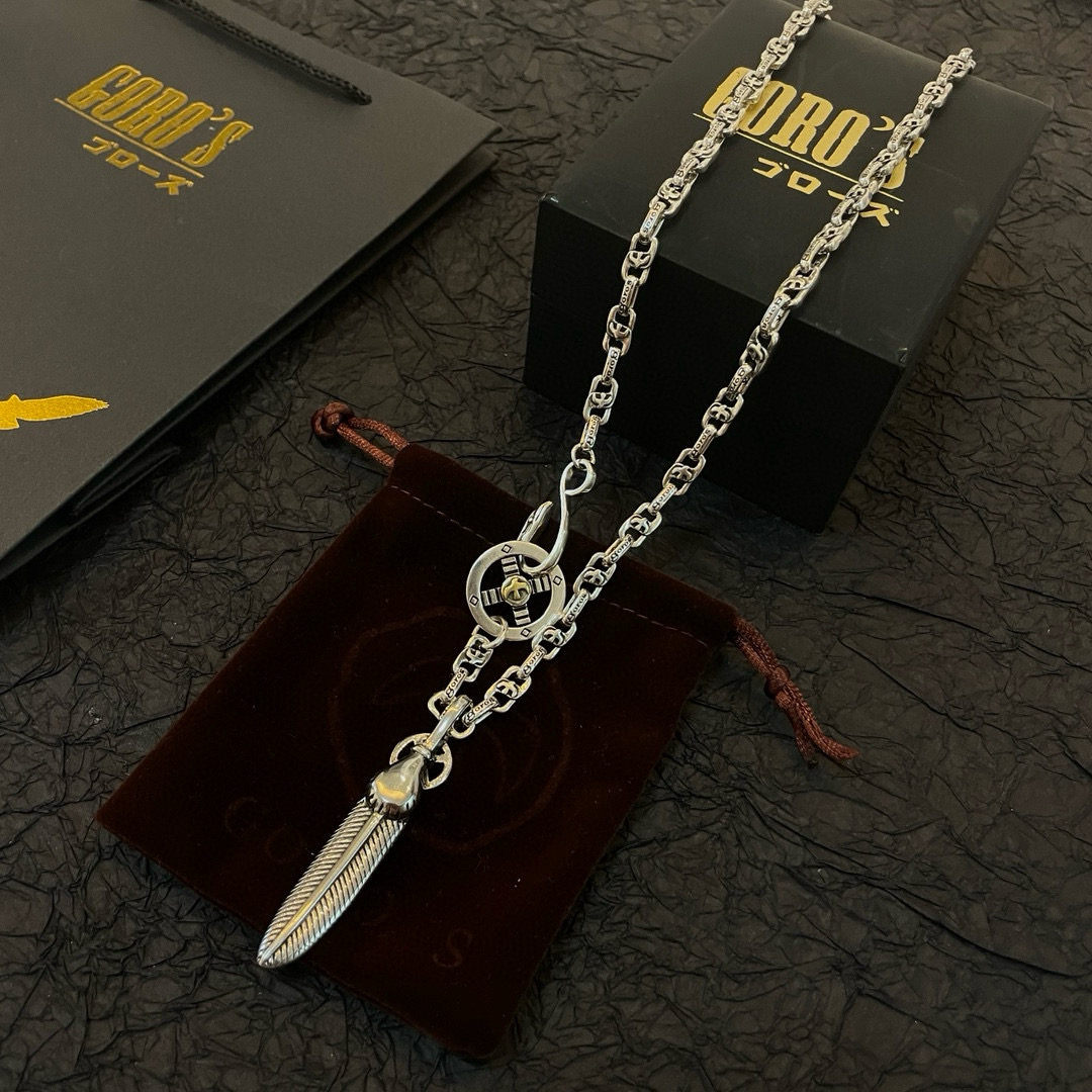 批    【新品上架】Goro’s高桥吾郎全银贝羽毛吊坠，高桥经典字母项链，顶级版本，认准独家拍摄，主攻