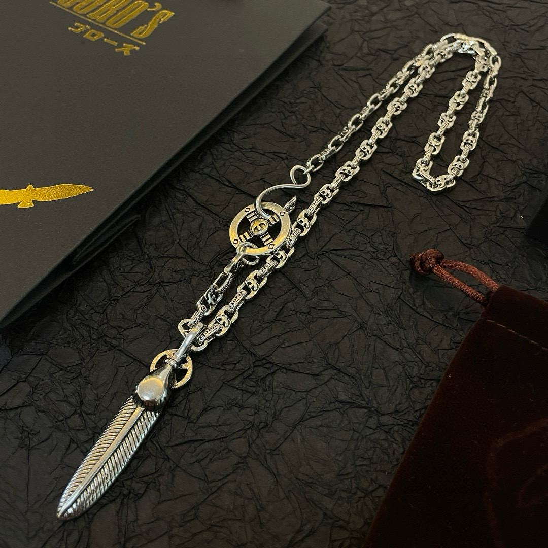 批    【新品上架】Goro’s高桥吾郎全银贝羽毛吊坠，高桥经典字母项链，顶级版本，认准独家拍摄，主攻