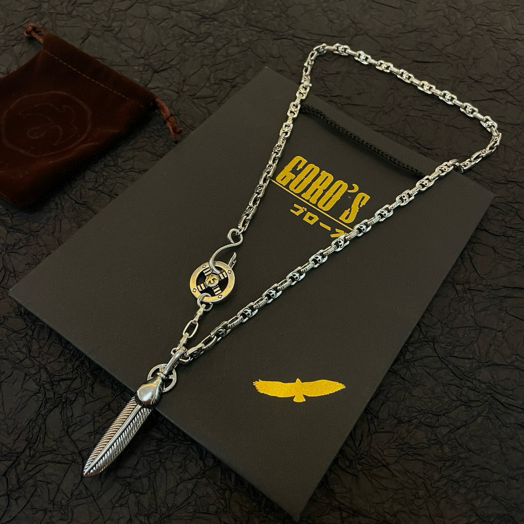 批    【新品上架】Goro’s高桥吾郎全银贝羽毛吊坠，高桥经典字母项链，顶级版本，认准独家拍摄，主攻