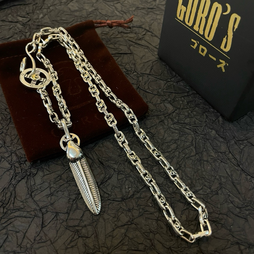 批    【新品上架】Goro’s高桥吾郎全银贝羽毛吊坠，高桥经典字母项链，顶级版本，认准独家拍摄，主攻